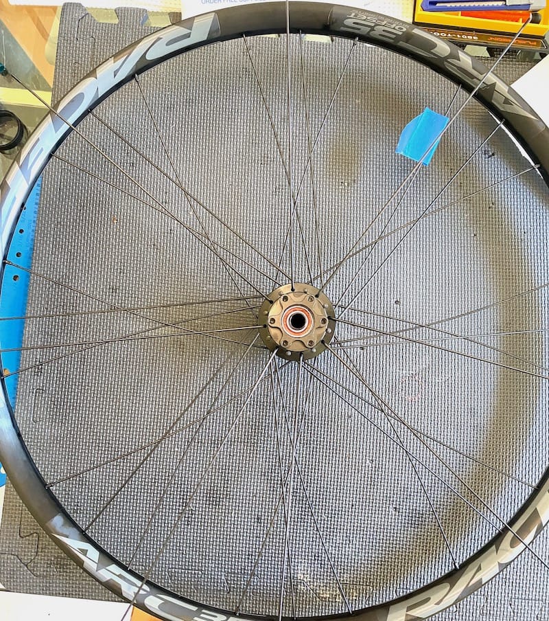 wheel lacing in progress