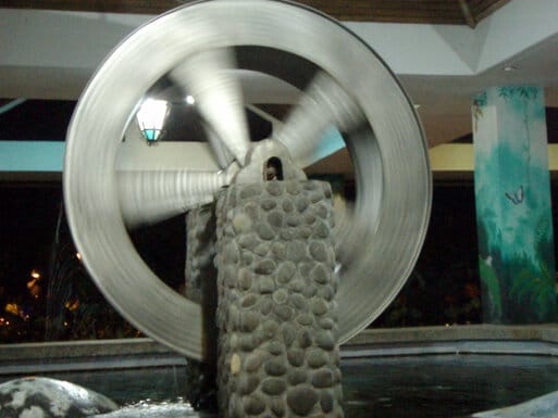 Water wheel in restaurant 