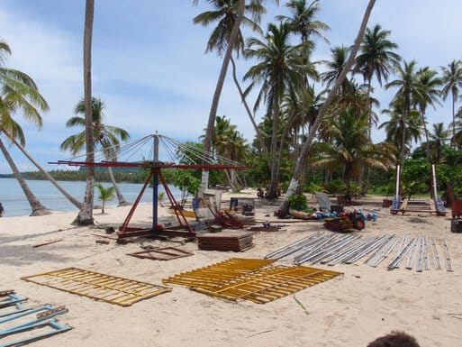 amusement rides being assembled