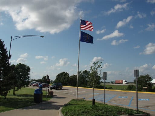 Windy rest stop flagpole
